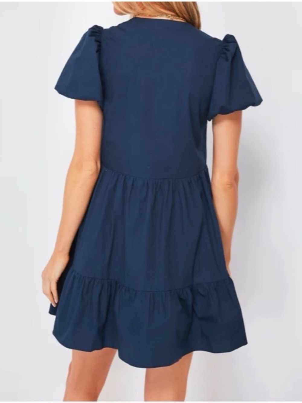 Hyacinth House Ellie Puff Sleeve Zip Front Mini Dress Navy XXL Tuckernuck - Picture 3 of 15